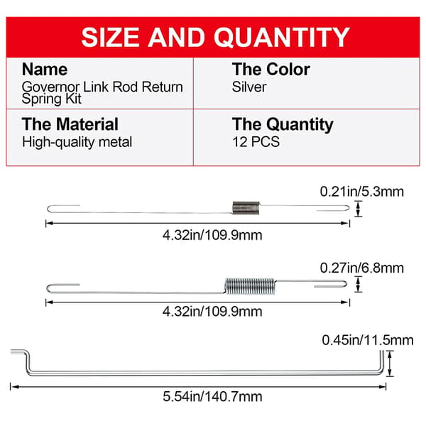 Elastisk metallfjädersortiment 12 st gasreturfjädersats för GX140