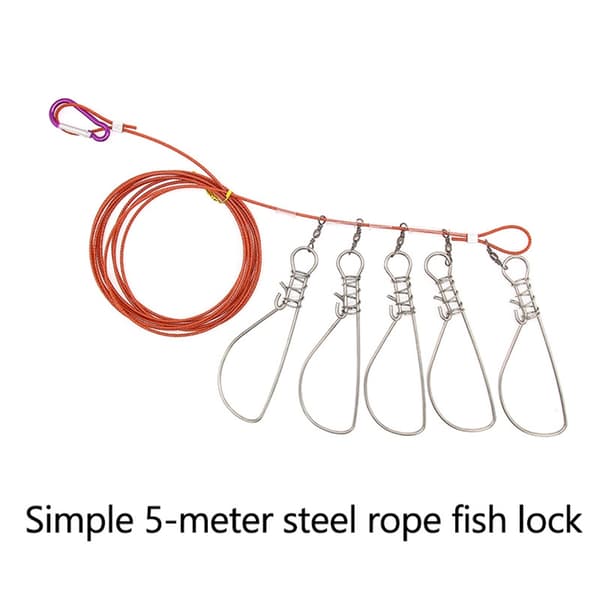 Fiskestrenge i rustfrit stål med klips til store fisk og wire
