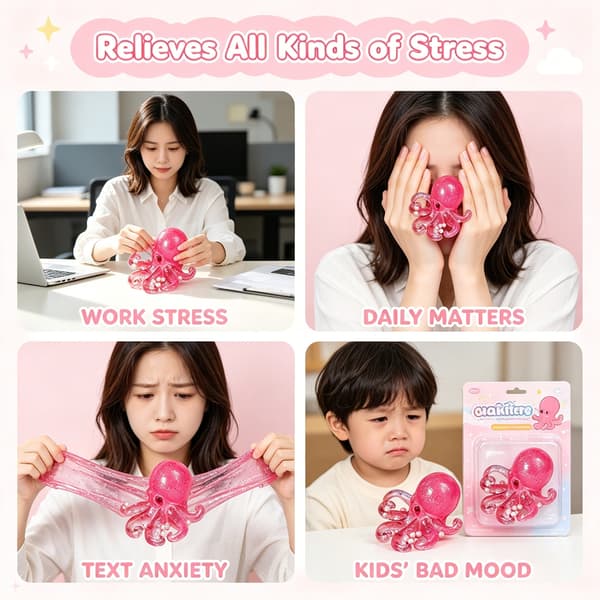 Färgglada töjbara bläckfiskar klibbig leksak för sensorisk lek elastisk stressboll Pink