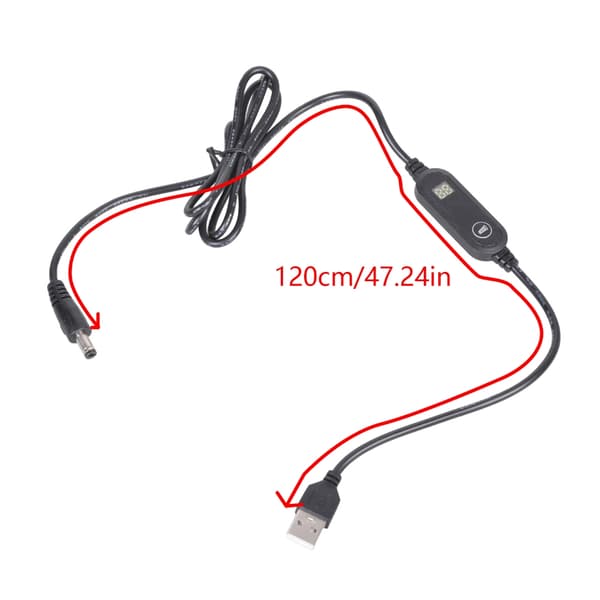 USB5V3A til DC5525 Boost-kabel med strømdisplay for systemkamera og lys