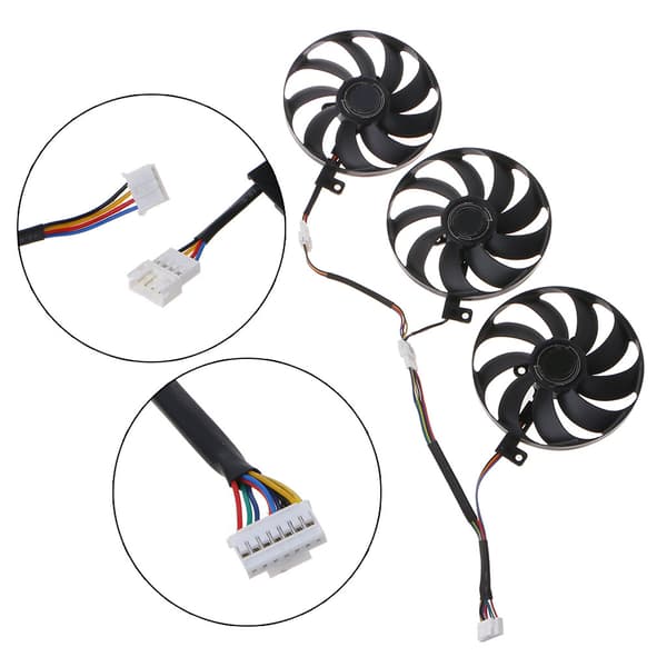 3 stk. 88MM VGA grafikkort køleventilator 7Pin 12V 0.5A til ROG STRIX RTX 2080