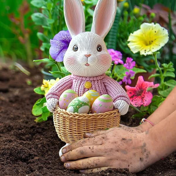 Værbestandig kanin-egg-pynt for hageentusiaster Hagedekorasjon