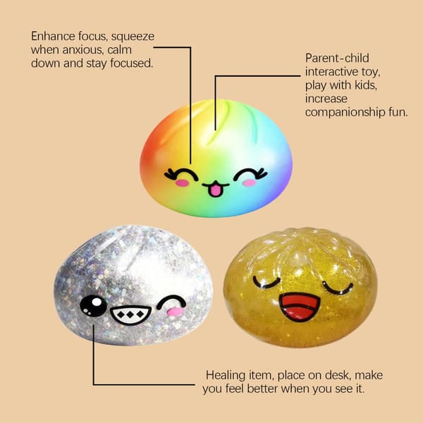 Fylt bolle sensorisk klemmeleke for stressmestring og underholdning for voksne Translucent silver
