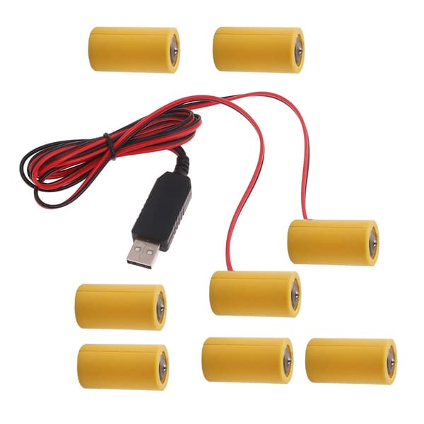 2in1 USB-virtalähde 6V C-paristoadapterikaapeli, korvaa 4x 1,5V C LR14 -paristoa