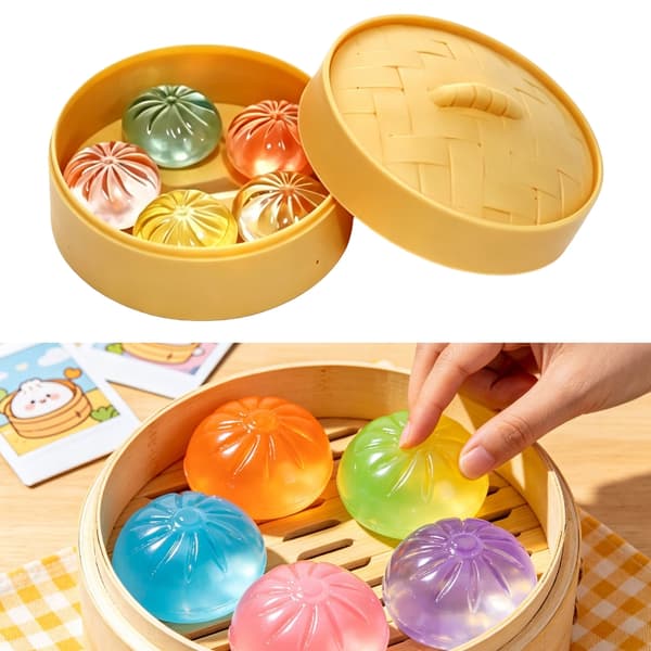 Simulering Dumpling Sensorisk Klemmelegetøj med Damper Stressaflastende Baozi Legetøj