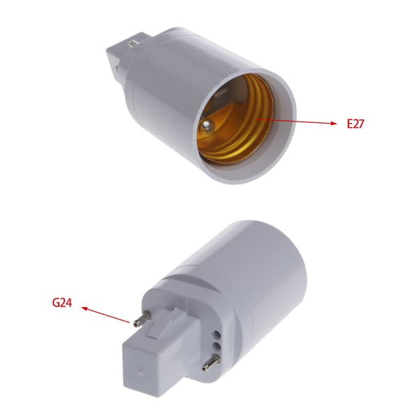 G24 til E27 Sokkel Skrue LED Lampe Halogen Lyspære Adapter Omformer