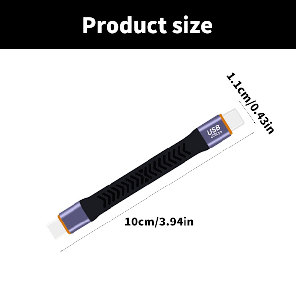 USB4.0 Kort Kabel USB C til USB C Forbindelse 100W Opladning, 40Gbps Overførsel
