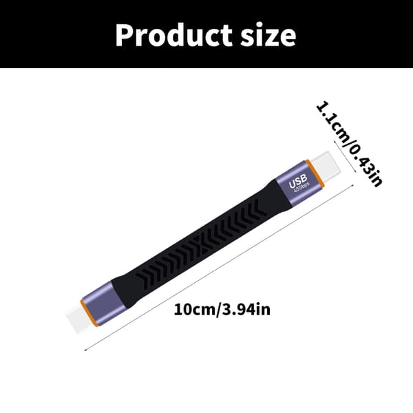 USB4.0 Kort kabel USB C til USB C-tilkobling 100W lading, 40 Gbps overføring