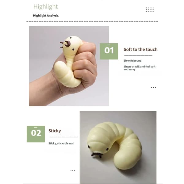 Elastisk dekompressionslegetøj melorm form design fidgety legetøj skrivebordstilbehør