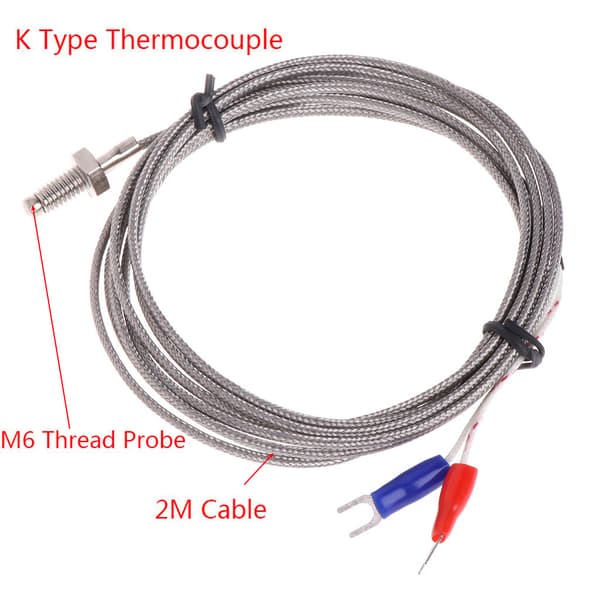 Termoelement temperatursensorer M6 gängsondområde 0-400℃ med 1 meter tråd