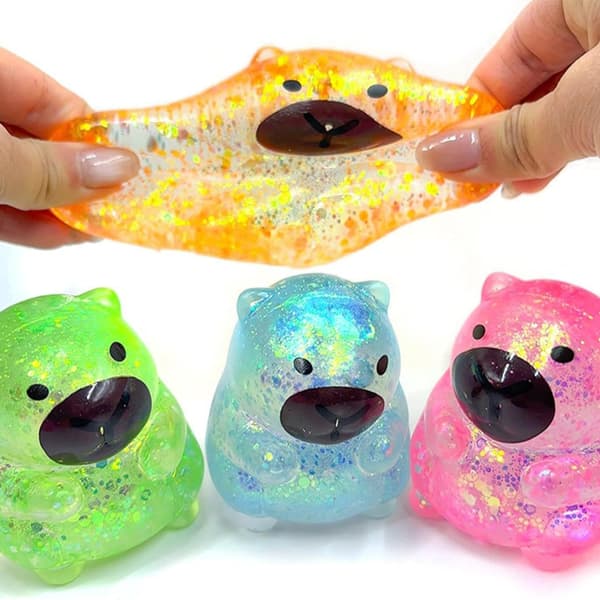 Sød Glitter Axolotl Capybara Form Blød PVC Klemmelegetøj Til Dekoration Gave E
