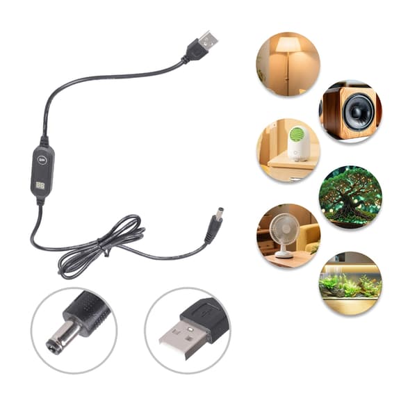 USB5V3A til DC5525 Boost-kabel med strømdisplay for systemkamera og lys