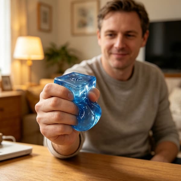 Myke geometriske sensoriske terninger med teksturerte sider for angstlindring Blue