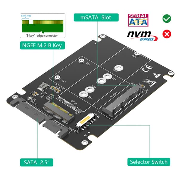 M.2 NGFF Msata SSD-er til SATA3.0 2,5-tommers adapter Harddisk kabinett