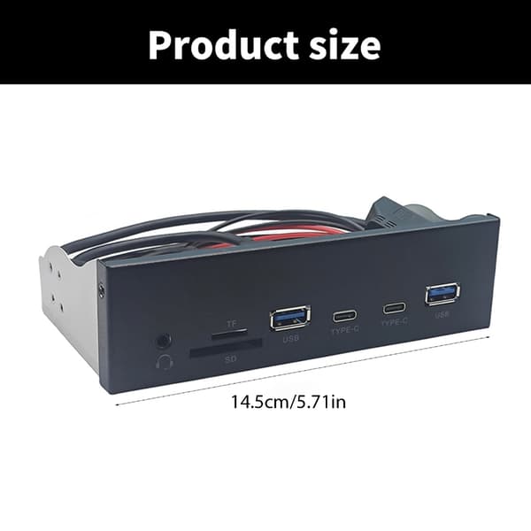 5,25 tommer USB3.2 Gen1-panel med dobbelt Type C-lyd 3,5 mm hovedtelefon