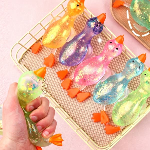 Glitter Squeeze Toy Anka Form Gadget Formbar Handterapi Stresslindring Purpless  pink