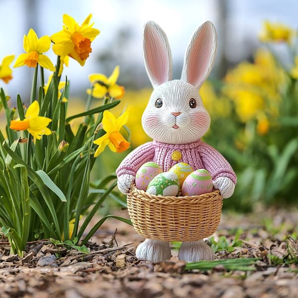 Værbestandig kanin-egg-pynt for hageentusiaster Hagedekorasjon