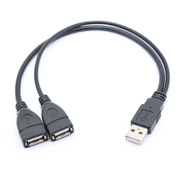 Universal USB Splitter Y-kabel 1 Han til 2 Hun Forlængerledning Konnektor