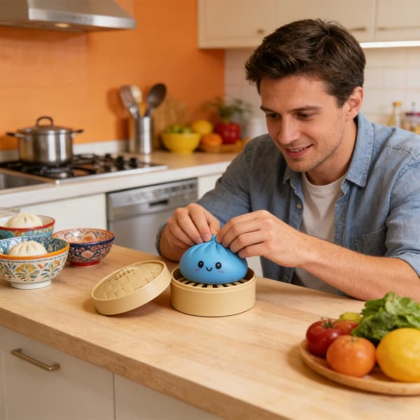 Legesyg asiatisk dumpling anti-stressbold egnet til kontorbrug White