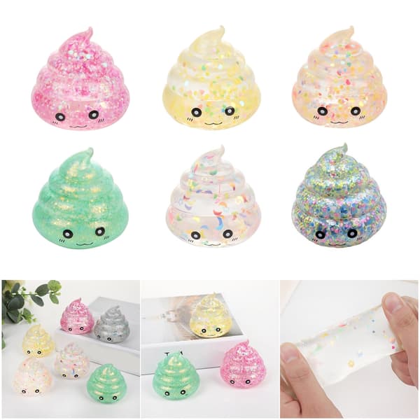 Glitterende formbar sensorisk spill bæsjform stressavlastende klemmeleke Green