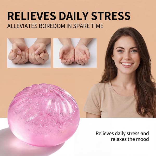 Dumpling Dampet Fyldt Bolle Form Klemmelegetøj Håndterapi Træningsgadget Pink