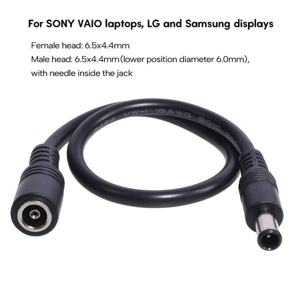 30 cm 6,5x4,4 mm DC-stik strømkabel til bærbar adapter oplader ledning