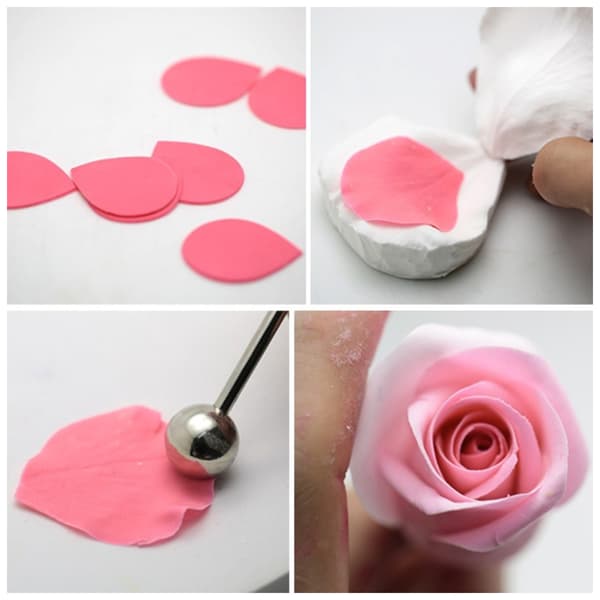 4 stk Peonutstikker i rustfritt stål 2 stk Fondant Silikonform Gumpaste Peon