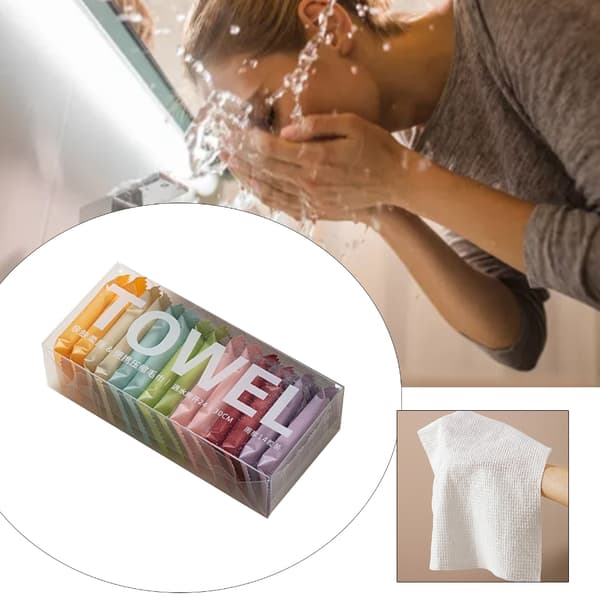 14 st komprimerad handduk engångs ansiktshandduk nonwoven vatten våtservett tablett
