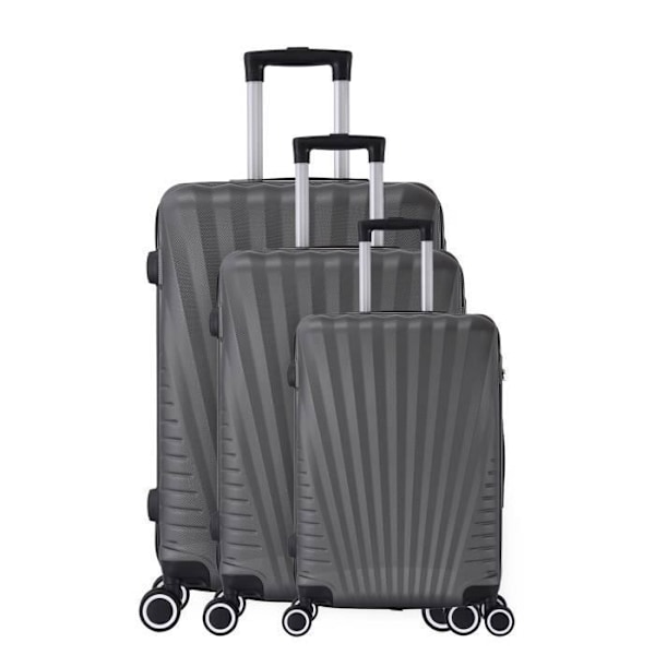 VAGN ADC - Set med 3 resväskor 55cm-65cm-75cm - ABS - 4 dubbla hjul - Integrerat hänglås - Elegance (grå) Grå