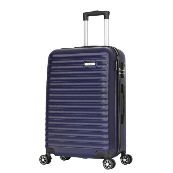 Set med medium resväska 65cm 4 hjul + Vanity necessär med stödfot i Rigid ABS - Classic - Trolley ADC (Blå)