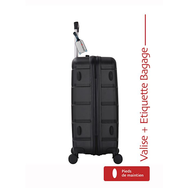 Resväska Stort Storlek 75cm ABS Airflow Svart + BAGAGE-märka - 4 Hjul 360 - 94L – ADC SVART