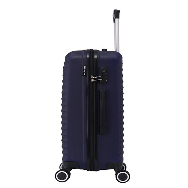 TRALLEY ADC - Cabin Matkalaukku 55x34x23cm - Jäykkä, Kevyt - 4 Double Wheels Navy Blue + 6 kpl Bordeaux-matkalaukkujen järjestäjä