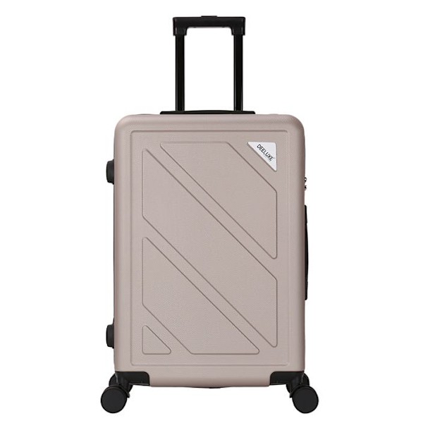 DEELUXE - Hard ABS suitcase large size for long stay 4 double wheels 45x75x28cm DOWNTOWN BEIGE SAND