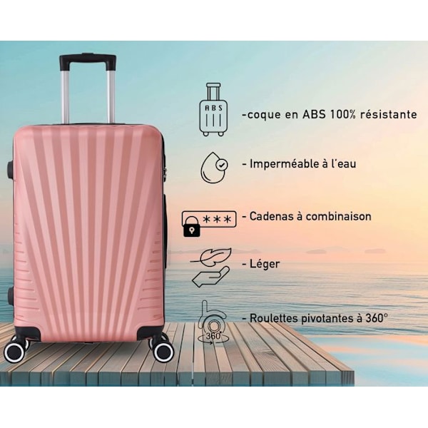 Kabine kuffert 4 hjul 55cm ABS Rose Gold - Elegance - Trolley ADC Rose guld