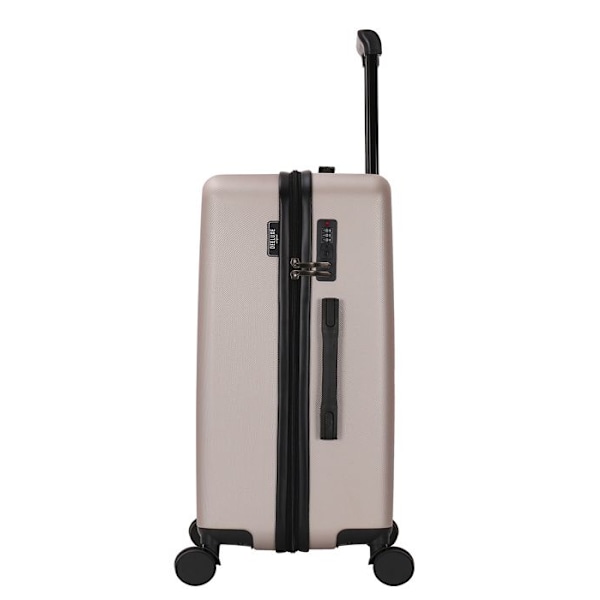 DEELUXE - Hard ABS suitcase large size for long stay 4 double wheels 45x75x28cm DOWNTOWN BEIGE SAND