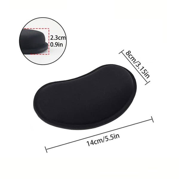 Ergonomisk håndledsstøtte til mus - GRANDSALEY - Mini 14x8x2,3 cm - Hukommelsesskums - Skridsikker bund - Sort