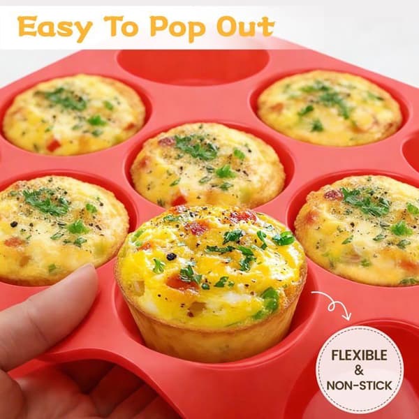 Siliconform för muffins 12 hål – Non-stick form för cupcakes (set om 1), standard bakform i silikon