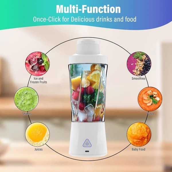 Bærbar blender - GRANDSALEY - HD-10 - 360 W - 6 rustfrie stålblade - USB-C opladning 3-4 timer
