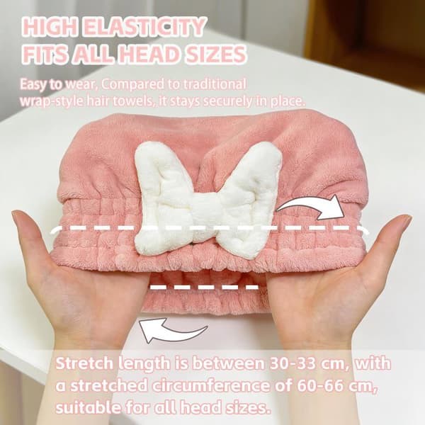 Sæt med 2 mikrofiber tørrehætter til kvinder — Ultra-bløde og højabsorberende hårhåndklæder (Rosa)