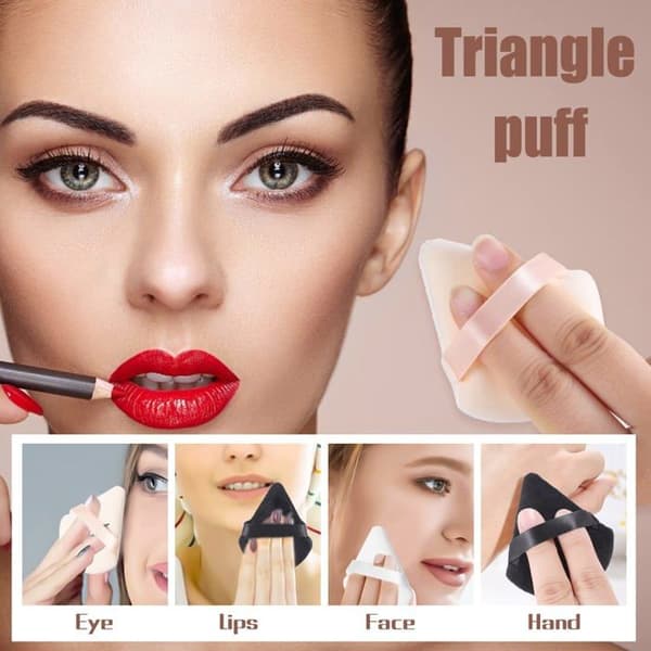 Sæt med 15 trekantede makeup-svampe — Bløde svampe til ansigtsmakeup (Sort, Rosa, Nude)