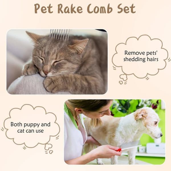 Dyrepleje kit - GRANDSALEY - 4 dele - Rustfrit stål - Uldkam - Til hunde og katte