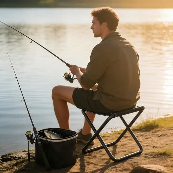 Bærbar sammenklappelig taburet, let camping taburet, med opbevaringspose, mini sammenklappelig taburet