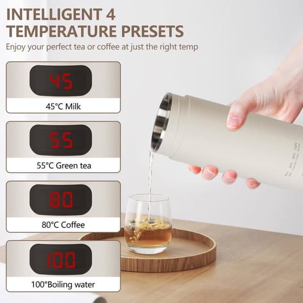 Resekokare - GRANDSALEY - 400 ml - Smart Temp Control 3.0 - LCD-skärm - 4 temperaturinställningar