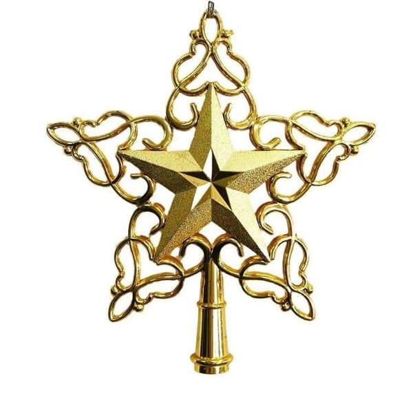 Guldstjerne til juletræ, ideel til at dekorere et juletræ.