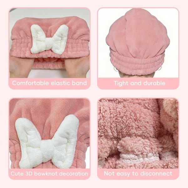 Sæt med 2 mikrofiber tørrehætter til kvinder — Ultra-bløde og højabsorberende hårhåndklæder (Rosa)