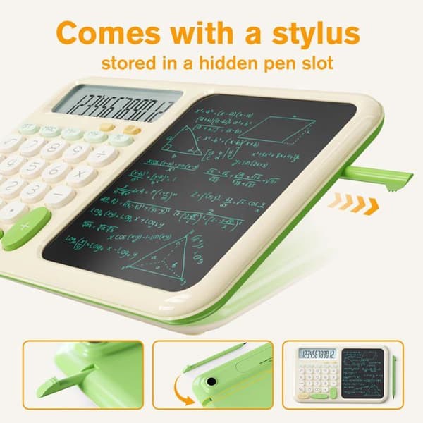 Kontorregner - GRANDSALEY - LCD-tabletmodel - 12 cifre display - Ultra-tynd stylus - Grøn