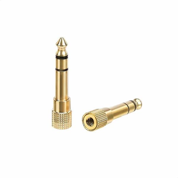 Guldplateret stereoadapter 6,35 mm (1/4 tomme) han til 3,5 mm (1/8 tomme) hun, sæt af 2