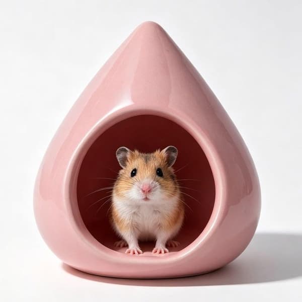 Hamsterhus - GRANDSALEY - Tårformad - Keramik - Naturlig ventilation - Rosa