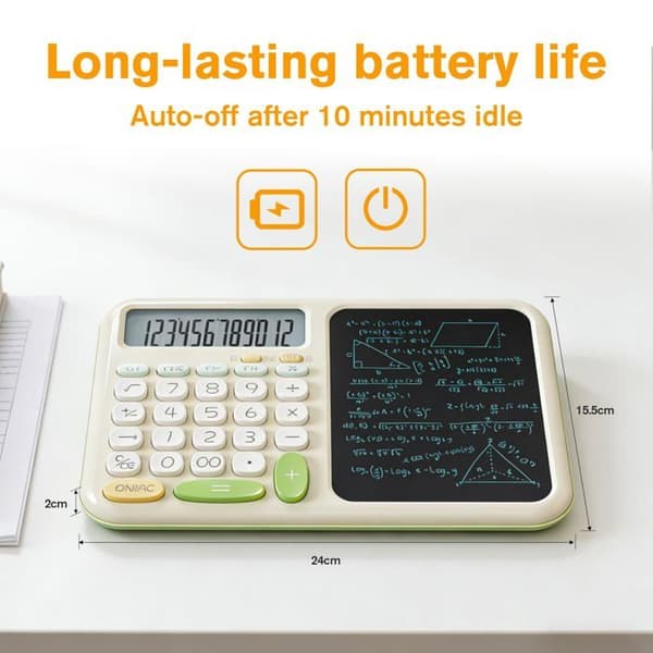 Kontorregner - GRANDSALEY - LCD-tabletmodel - 12 cifre display - Ultra-tynd stylus - Grøn