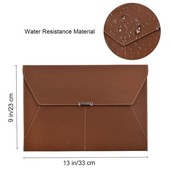 Dokumentmappe - GRANDSALEY - 33 x 23,7 cm - Vandtæt PU-læder - 3 rum - Magnetlukning brun